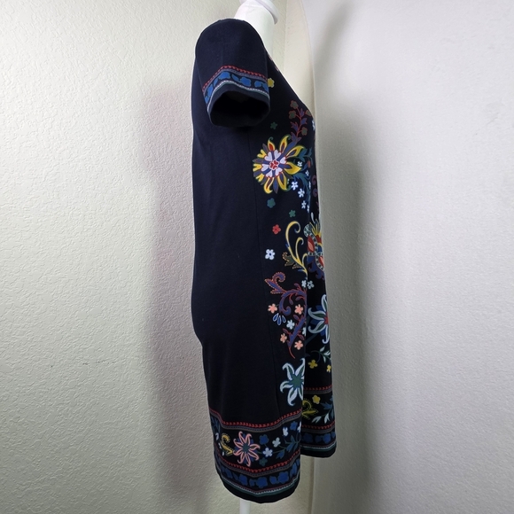 Tory Burch XXS Navy Floral Heart Print T-Shirt Dress 100% Pima Cotton - Picture 4 of 15